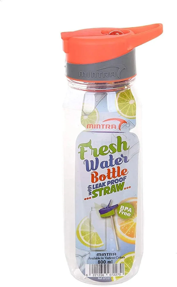 Water bottle with straw