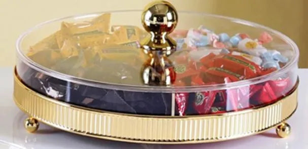 Round Candy Box With Partition Gold