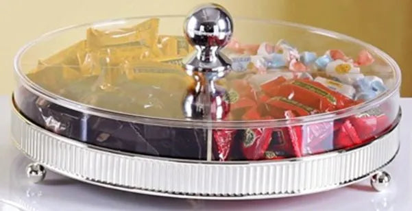 Round Candy Box With Partition Silver