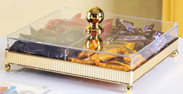 Square Candy Box With Partition Gold