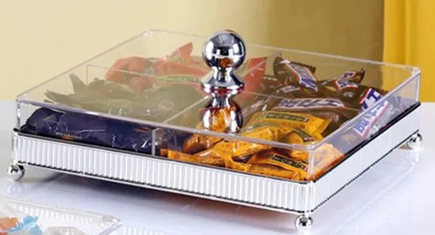 Square Candy Box With Partition Silver