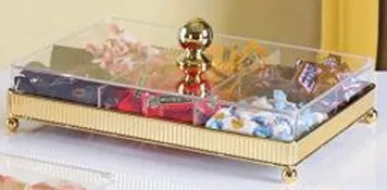Rectangle Candy Box With Partition Gold
