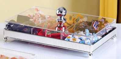 Rectangle Candy Box With Partition Silver