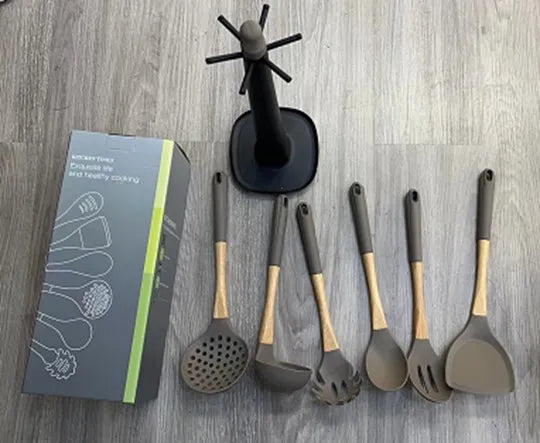 BS-27 7pcs Kitchen Tools Set With Wooden & Plastic Handle