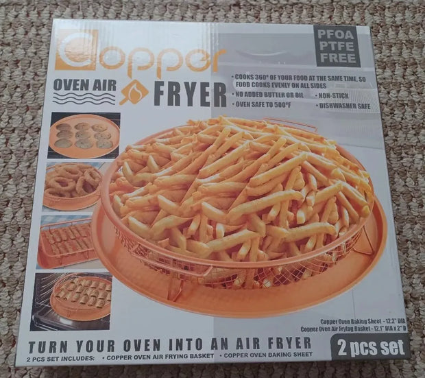 BS-33 Non-Stick Copper Oven Air Frying Basket & Sheet 30cm