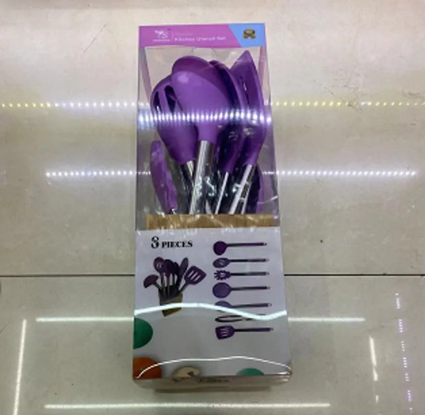 BS-91 7pcs Silicone Cooking Set w/ Stainless Steel Handle