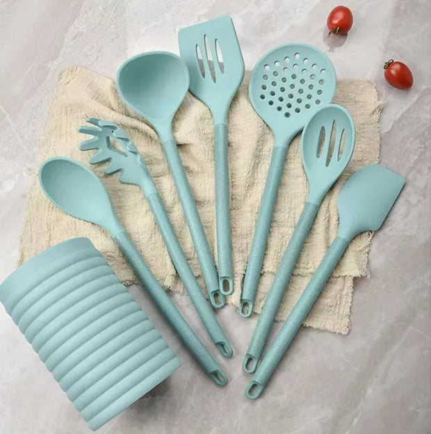 BS-94 8pcs Silicone Cooking Set w/ Plastic Handle