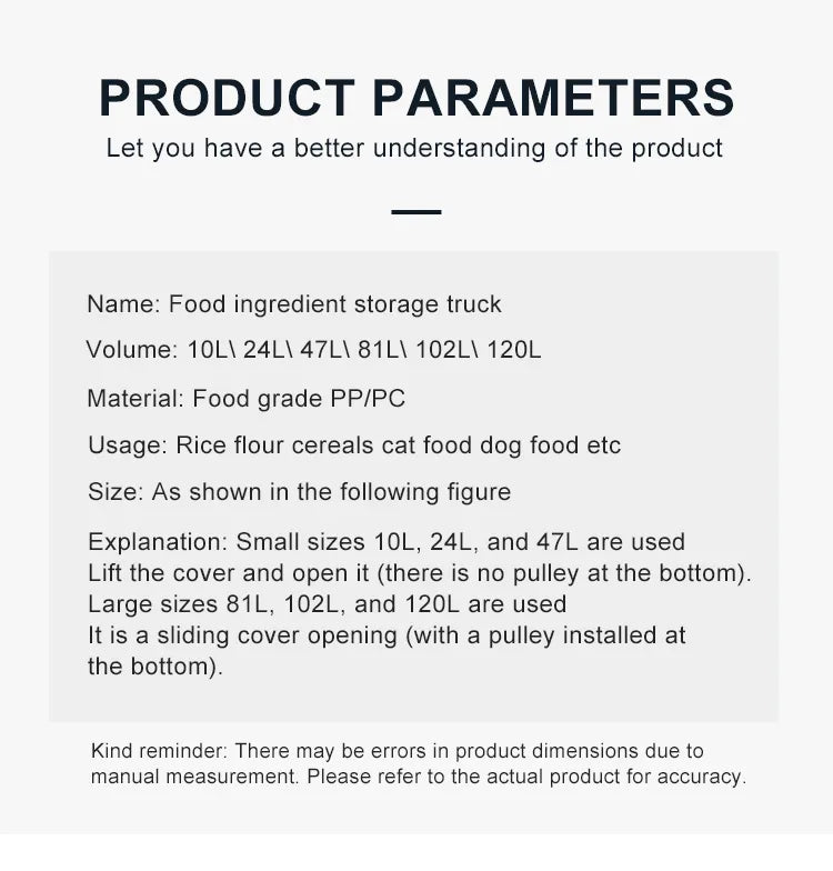 BS-GB003 Ingredient Bins 
47L  WithScoop