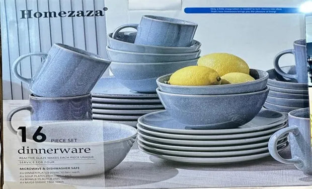 BRT003 16-Pc Stoneware Dinnerware Set (Gray)