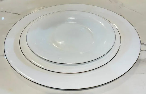 BRT020 Porcelain Flat Plate with Gold Rim