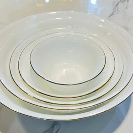 BRT026 Porcelain Bowl with Gold Rim