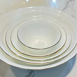 BRT030 Porcelain Bowl with Gold Rim