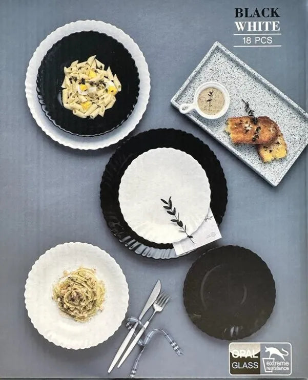 BRT033 Opal Glass Porcelain 18-Pc Dinnerware Set