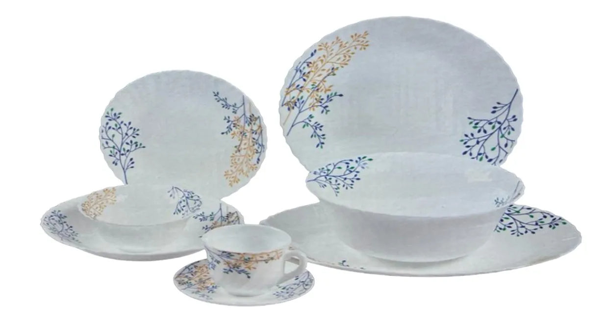 BRT037  Opal Glass Porcelain 38-Pc Dinnerware Set