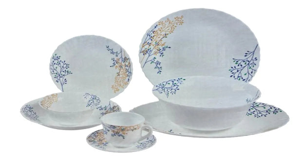 BRT037  Opal Glass Porcelain 38-Pc Dinnerware Set