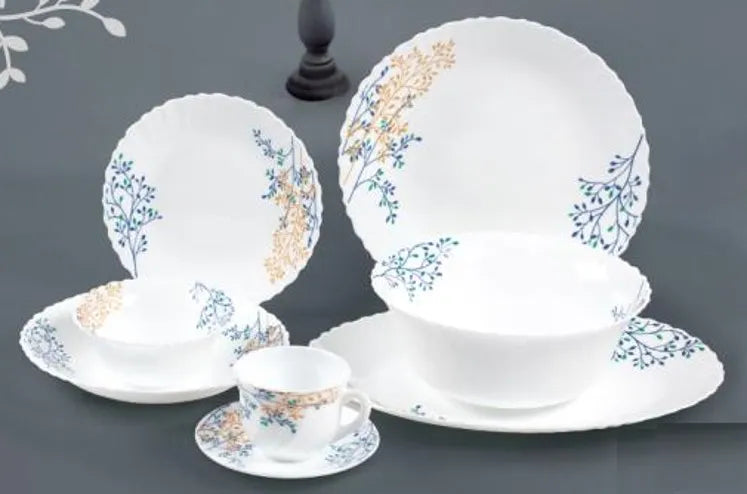 BRT037  Opal Glass Porcelain 38-Pc Dinnerware Set