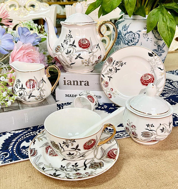 DS-21C362 31 Pcs Round Tea Set 6" Cake Plate x6